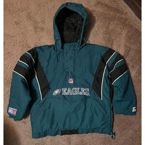 VTG 90s Pro Line Starter Philadelphia Eagles Hald Zip Puffer NFL Jacket - Large
